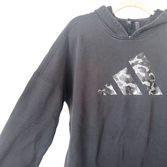 ADIDAS Leopard Print Black Hoodie Small - Picture 4 of 6